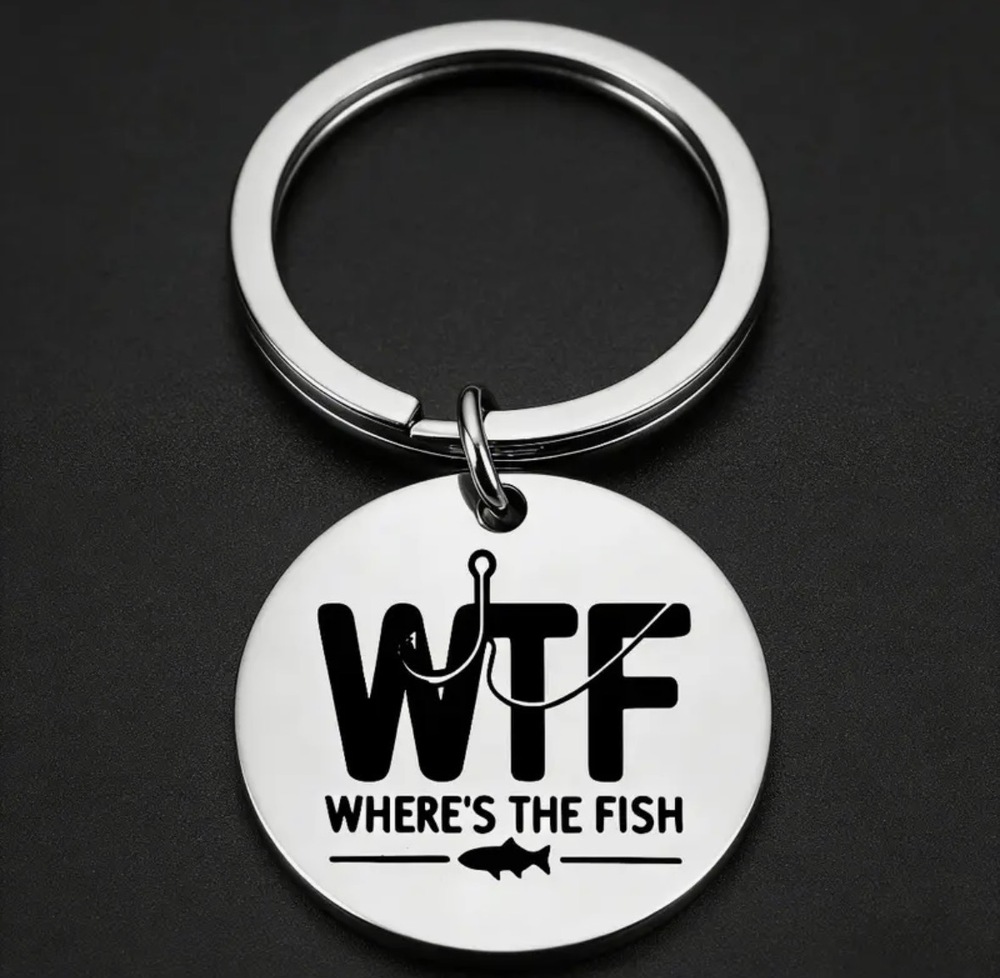 3/$25 WTF Where's The Fish Stainless Steel Keychain NEW